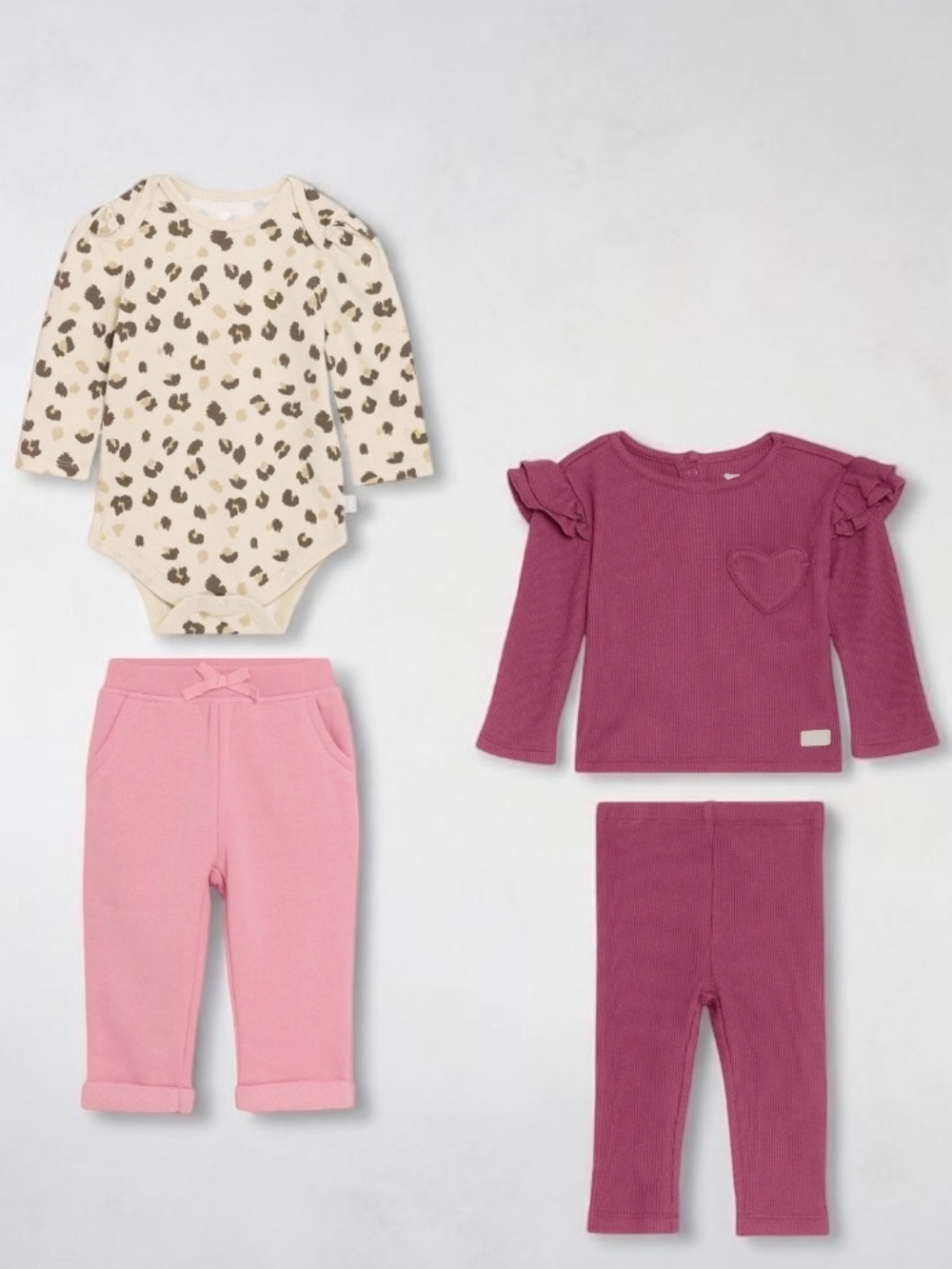 Koala Kids Cream Leopard, Pink and Berry 4-Piece Matching Set
